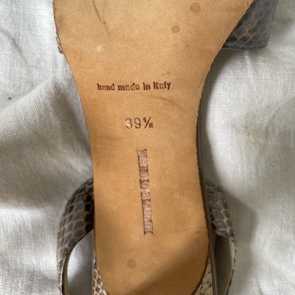 Manolo Blahnik Leather Slingback Sandals - Picture 9 of 11